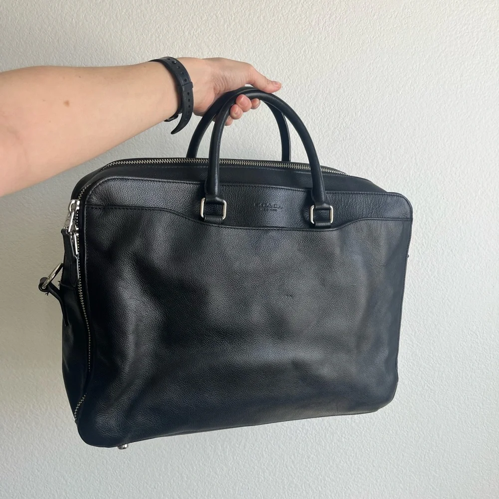 Coach Black Leather Brief Case